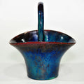 Globe Pottery Basket Vase — Rare Dark Blue Glaze