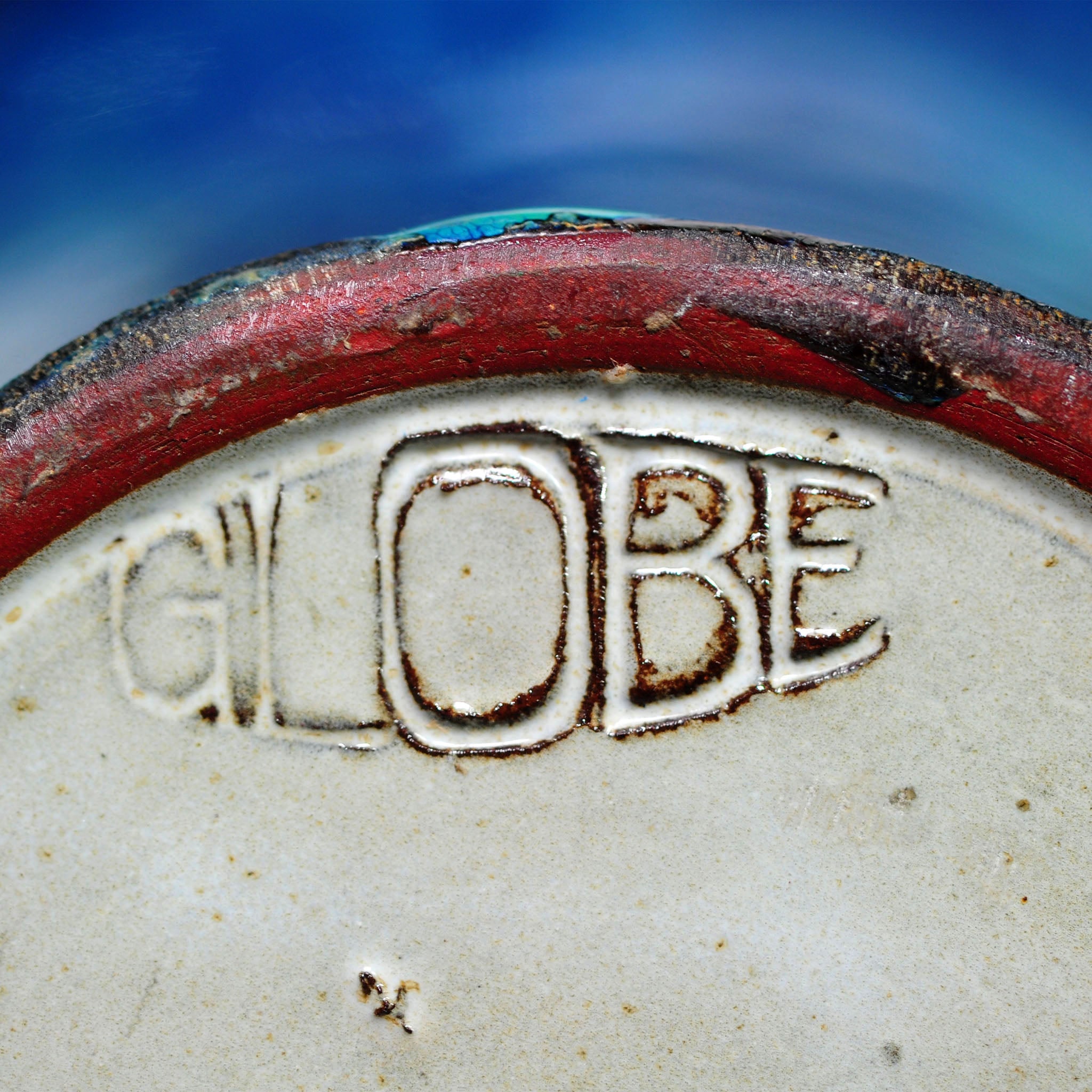 Globe Pottery Basket Vase — Rare Dark Blue Glaze