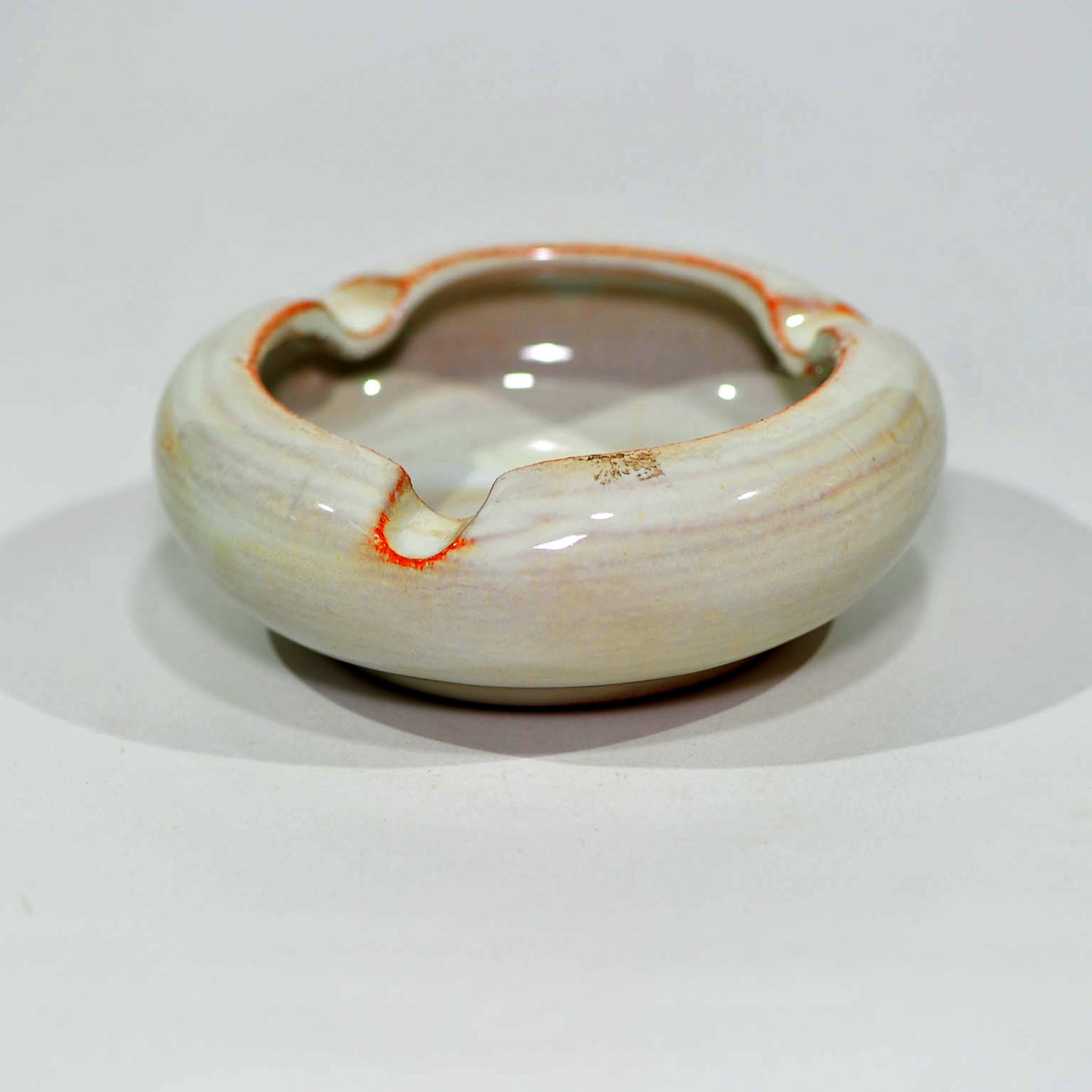 Linn Ware Ashtray — Cream & Rust Glaze