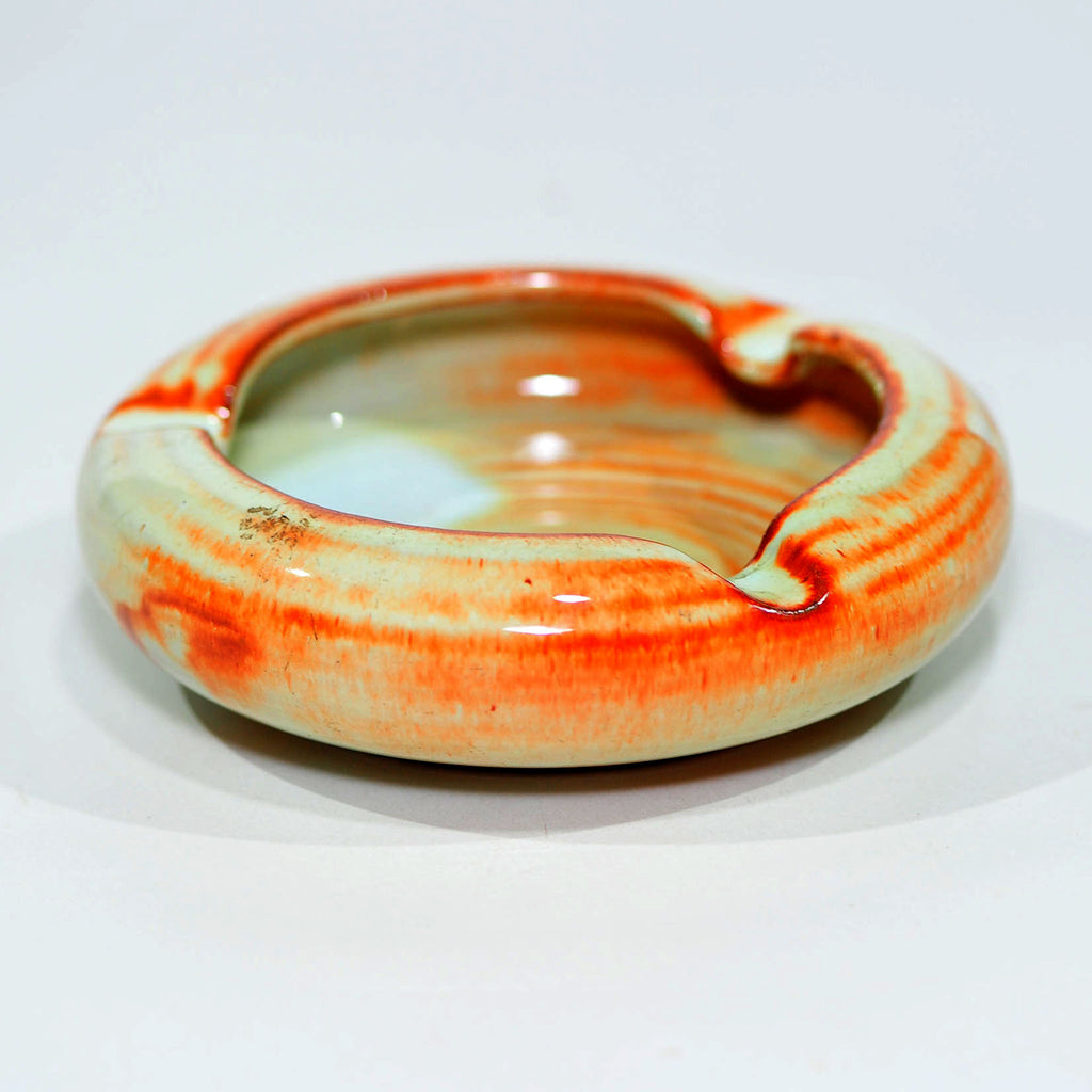 Linn Ware Ashtray — Brown & Rust Drip Glaze