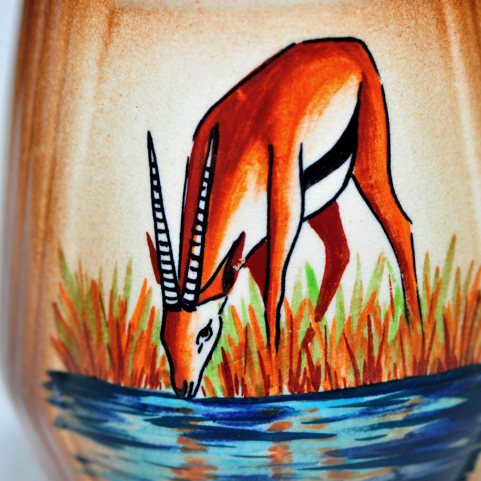 BEP Hand-Painted Mug — Antelope at Waterhole
