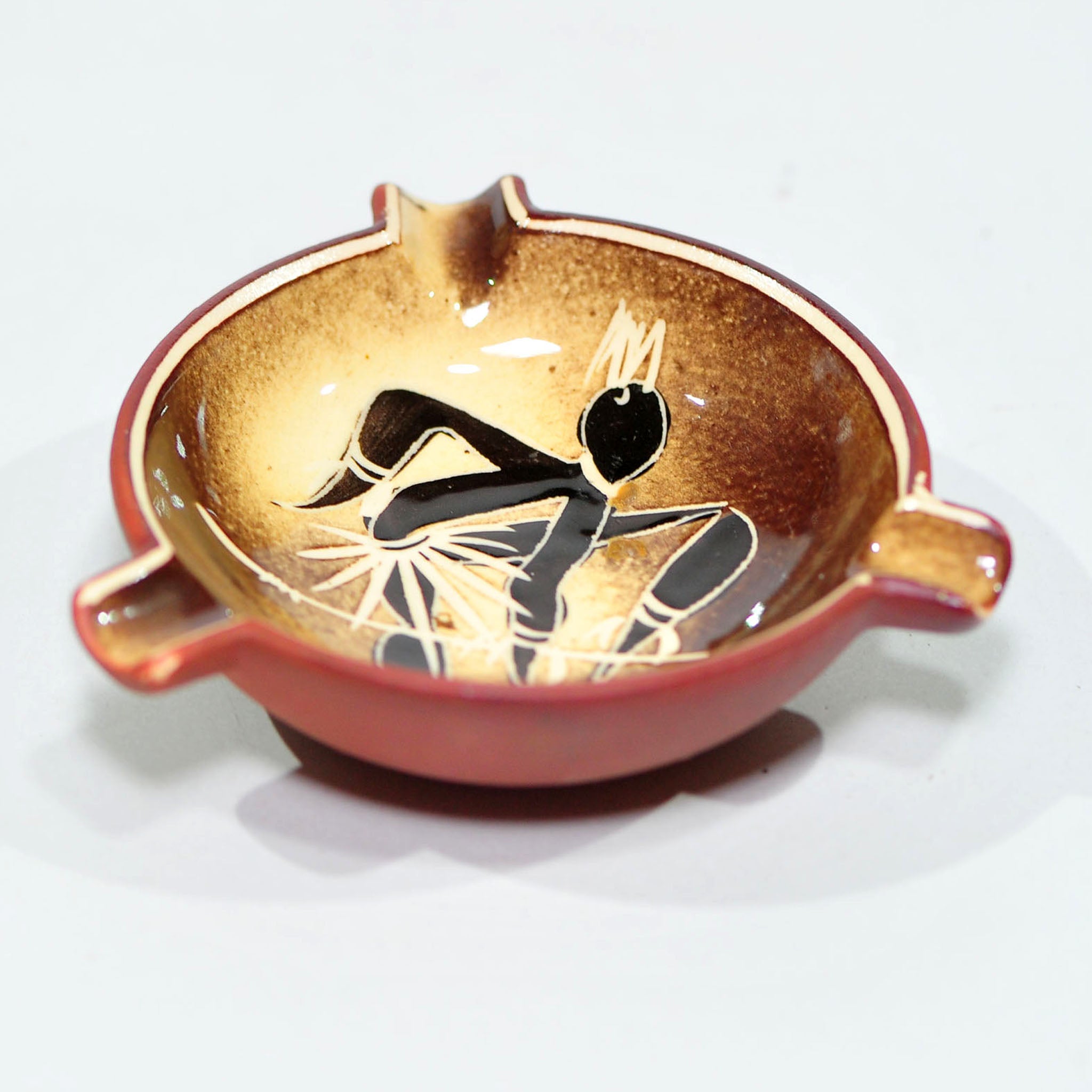 Crescent Potteries Ashtray — Sgraffito Dancer