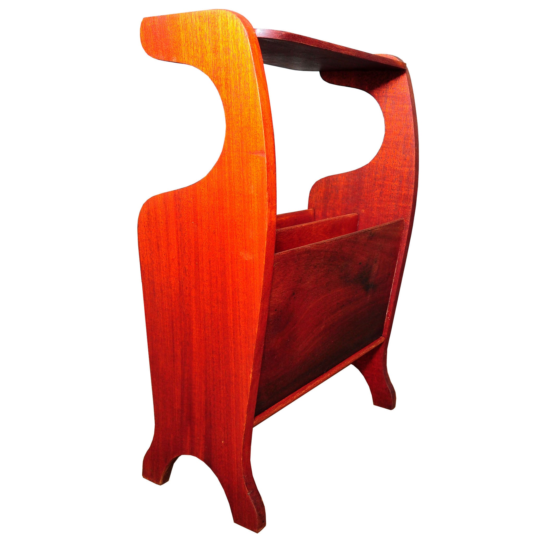 Sculptural Wooden Magazine Rack