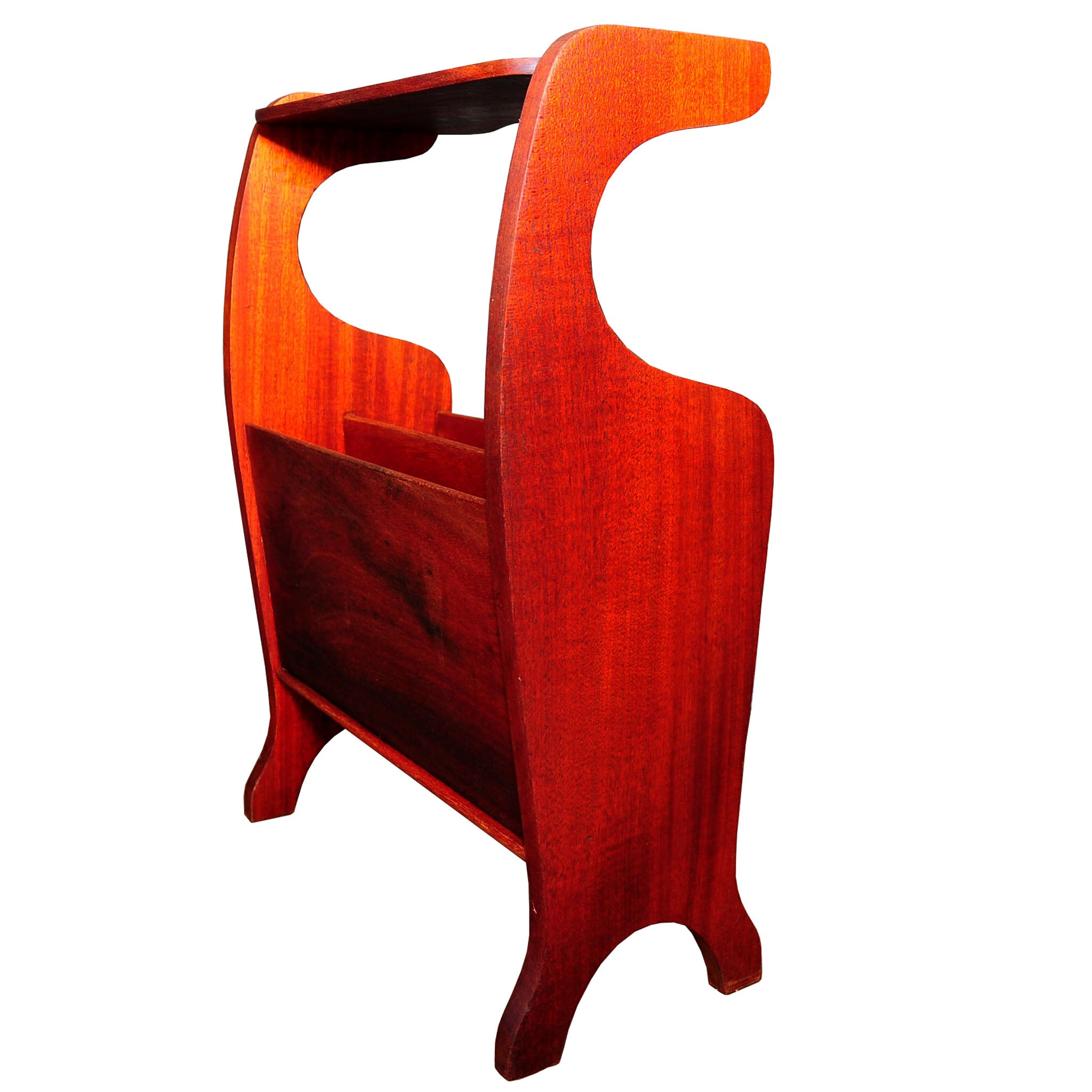 Sculptural Wooden Magazine Rack