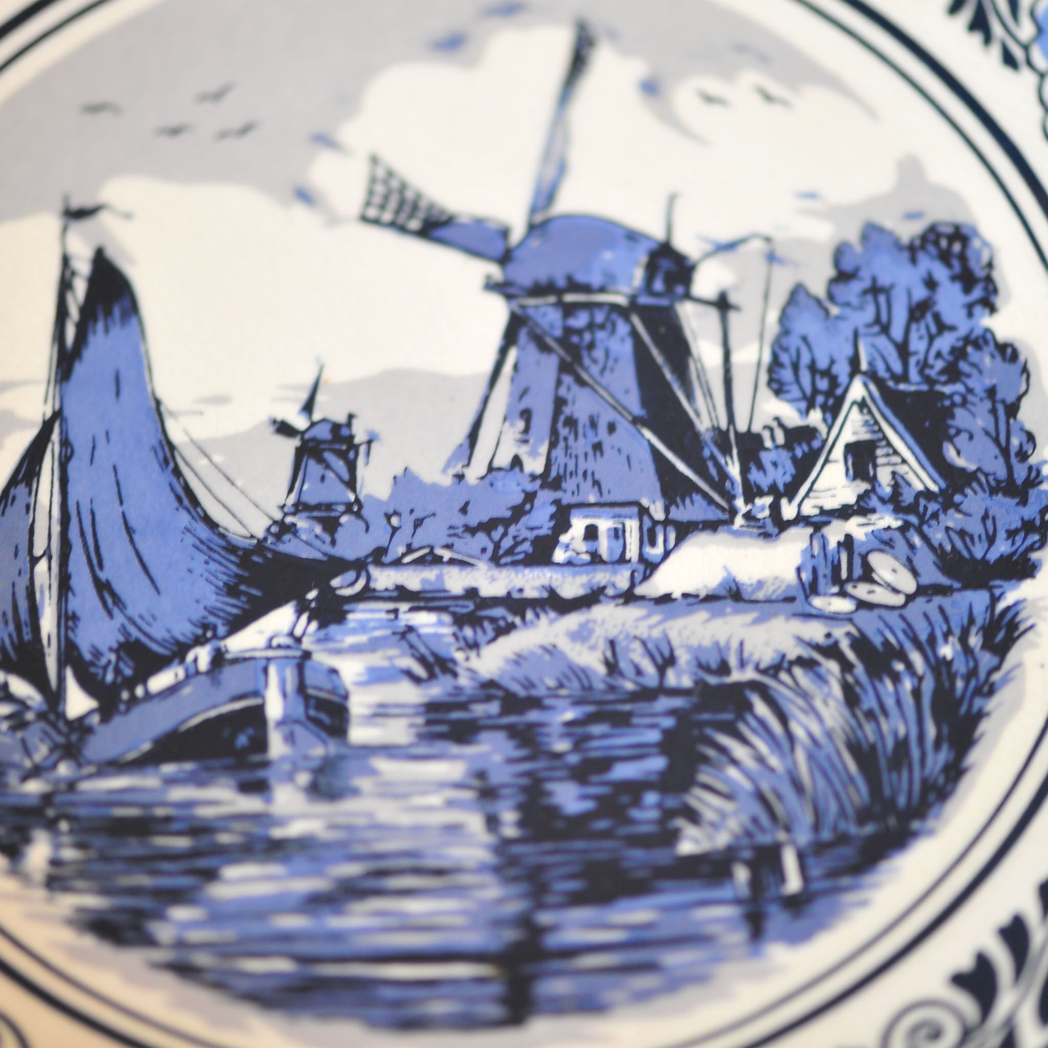 Delft Blue Jug & Basin Set — Windmill Scene