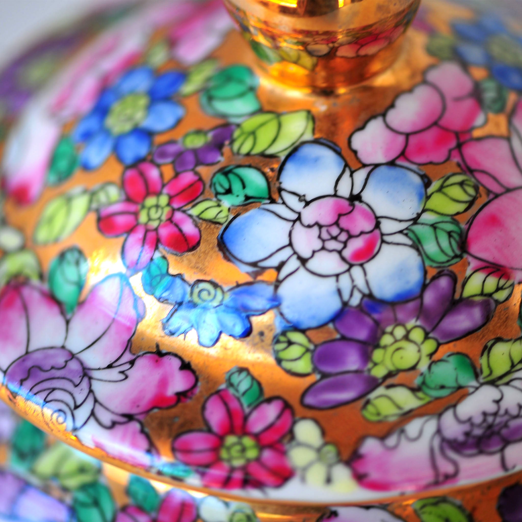 Mille Fleur Lidded Ginger Jar — Gilt Accents