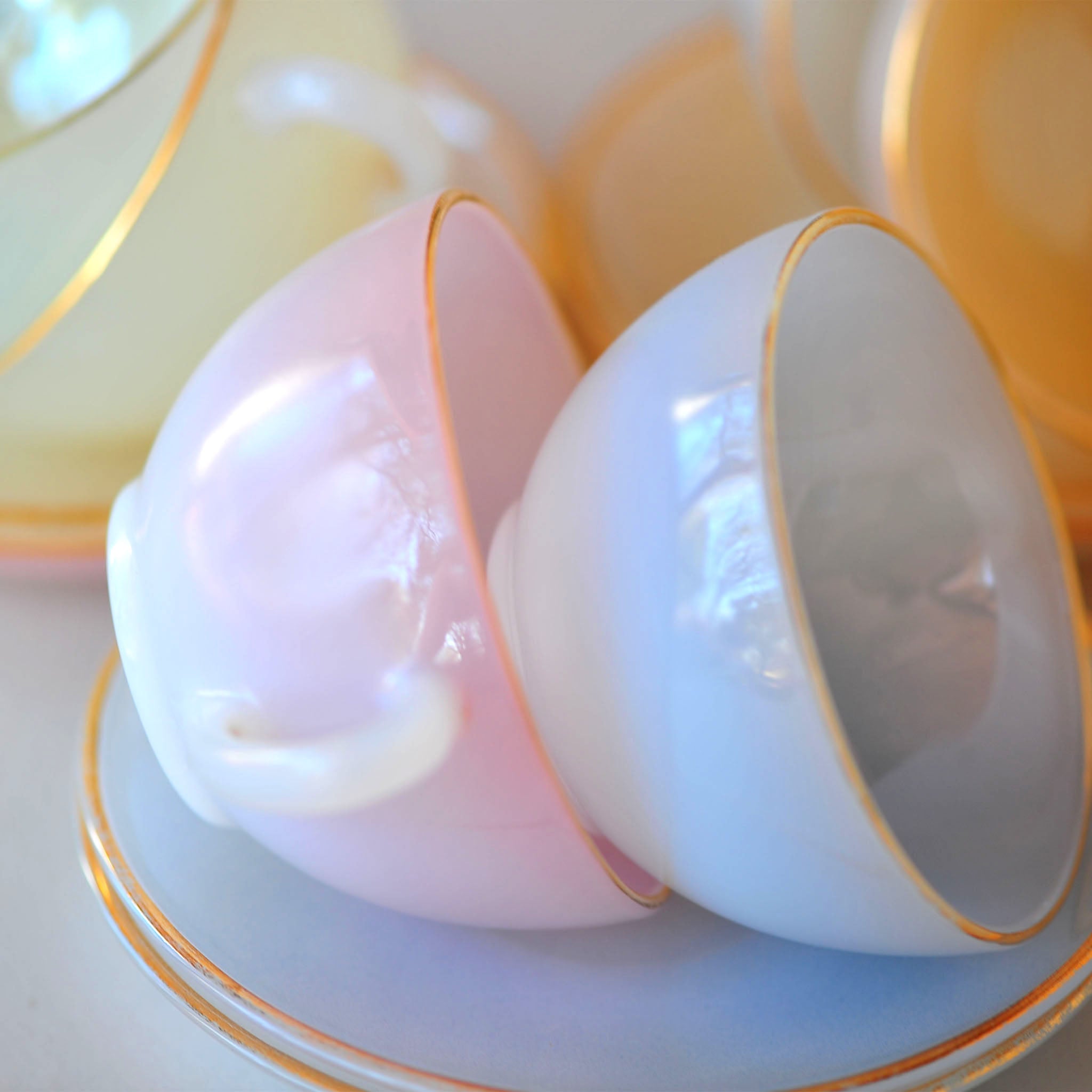 Arcopal France "Harlequin" Cups & Saucers (Set of 6)