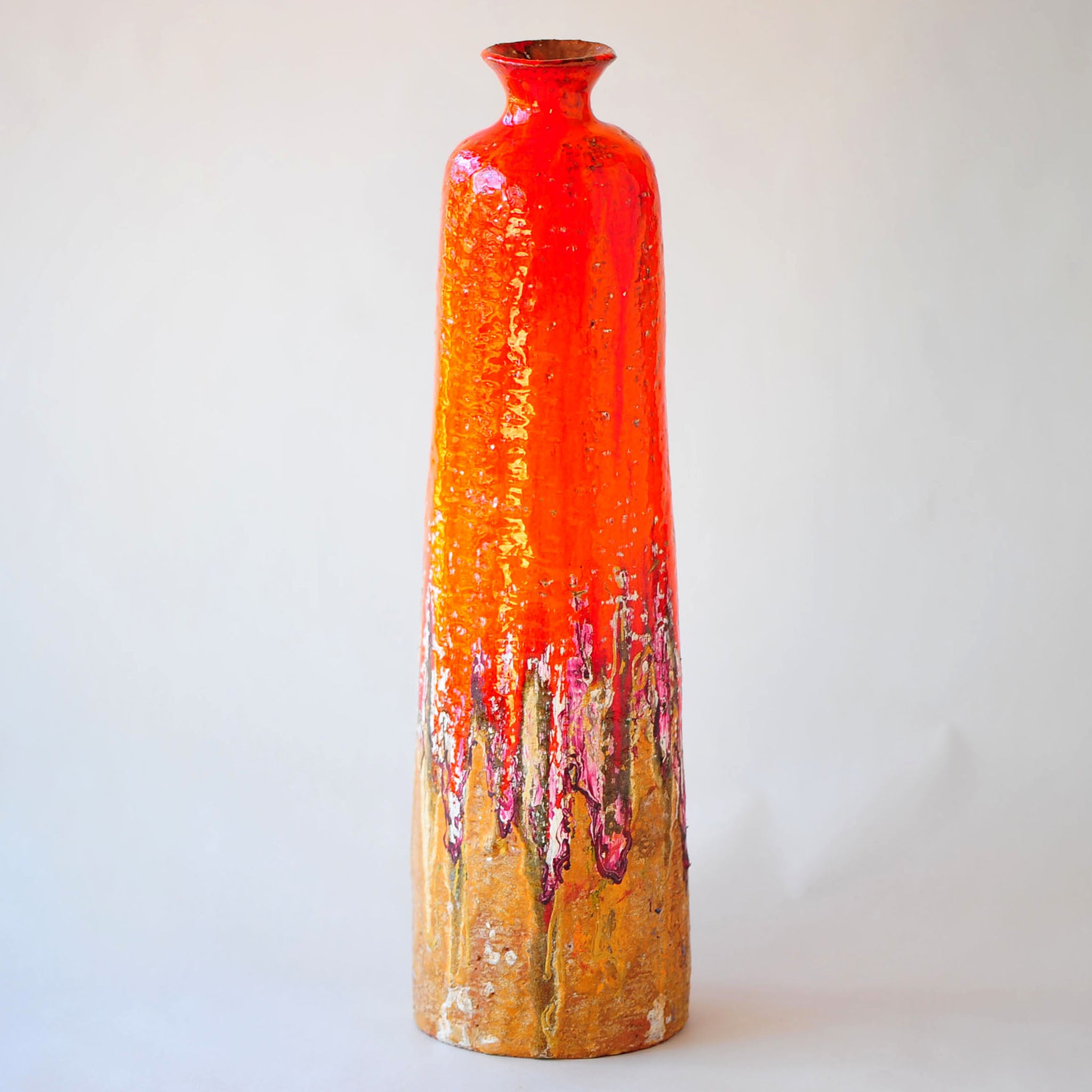 Drip Glaze Bottle Vase — Marked "Felix 78"