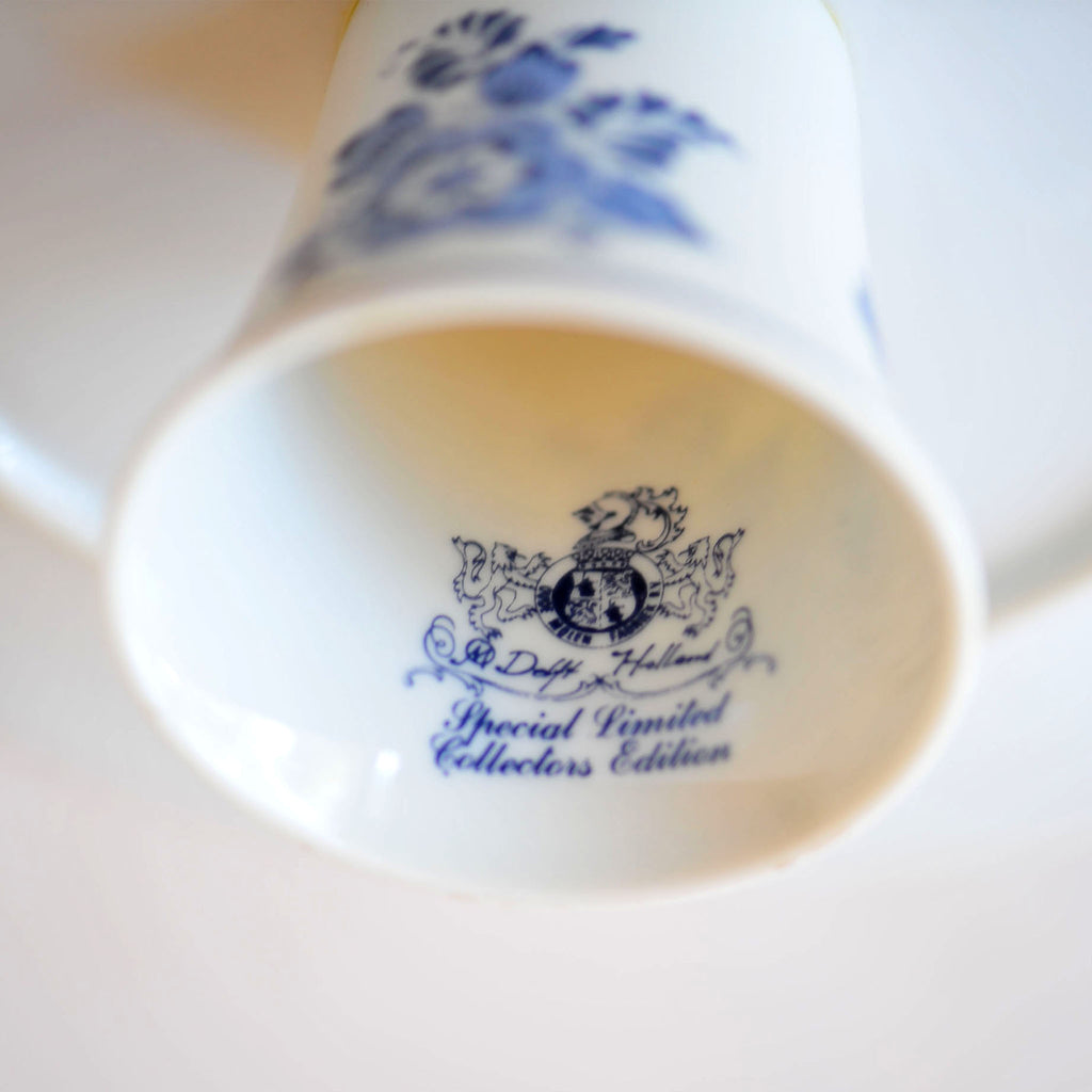 Delft Holland Pedestal Cake Stand — Windmill & Village Landscape