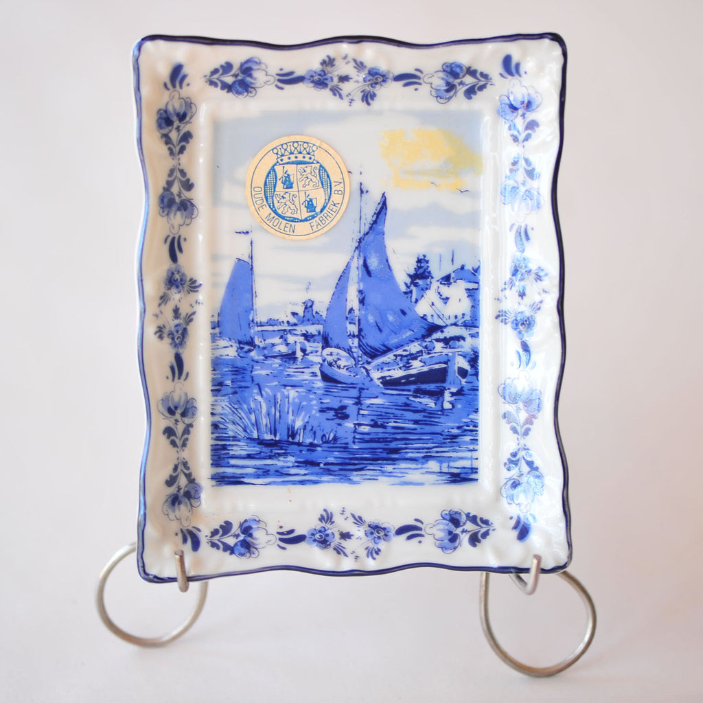 Delft Holland Small Rectangular Tray — Harbour Sailboats