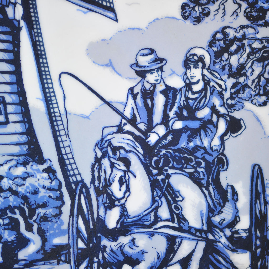 Oude Molen Octagonal Delft Blue Plate — Carriage & Windmill Scene
