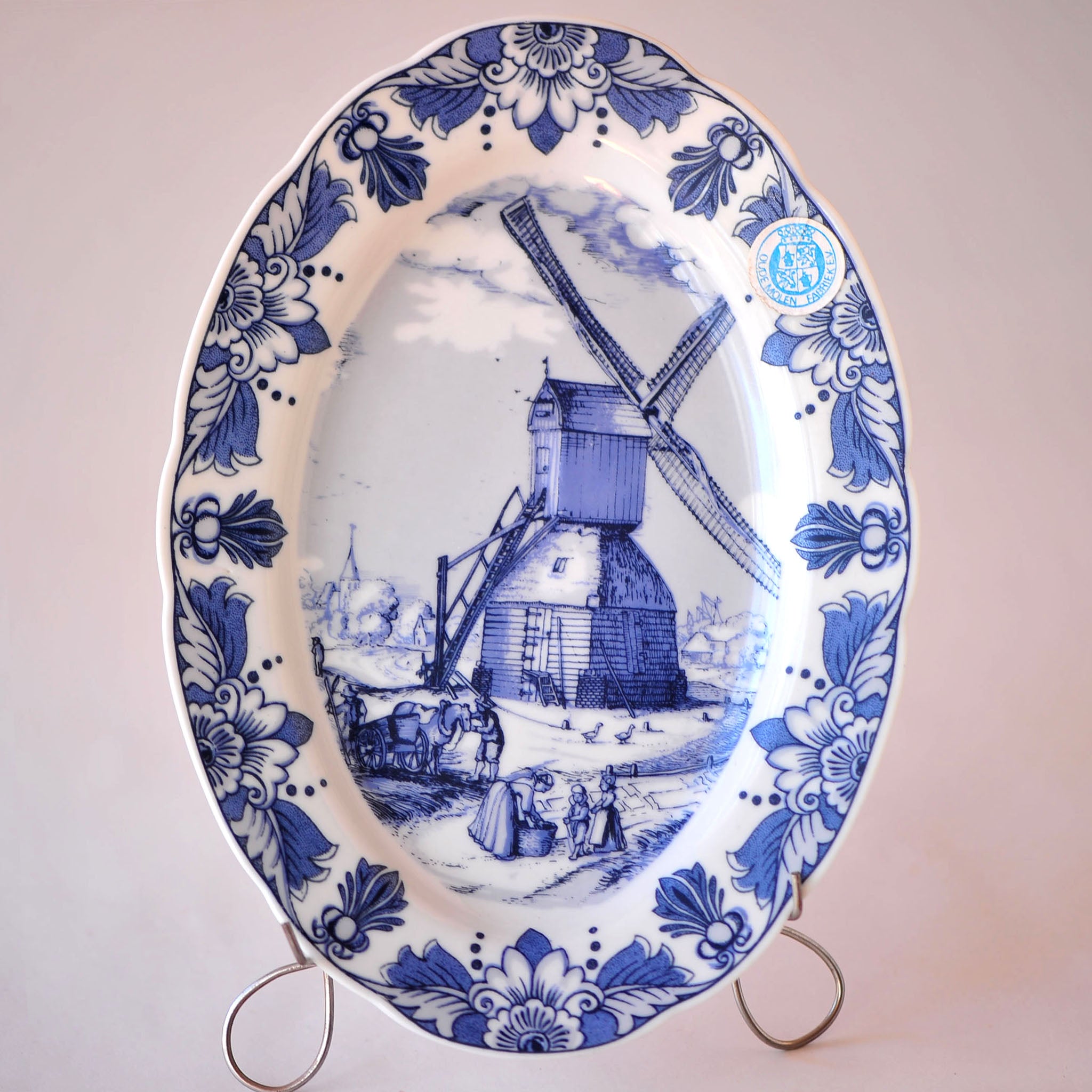 Delft Holland Small Oval Dish — Harbour Sailboats
