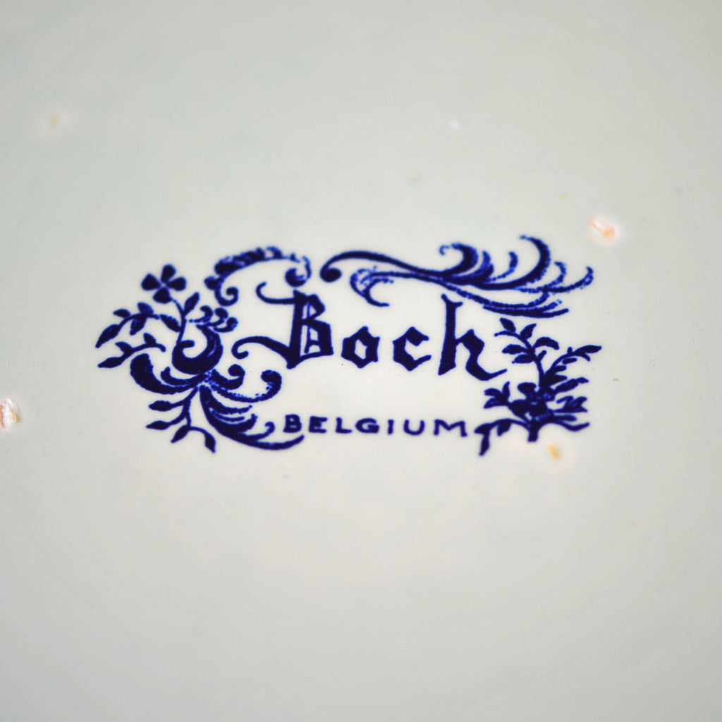 Boch Frères Belgium Large Cobalt Plate — Woman Reading by Window