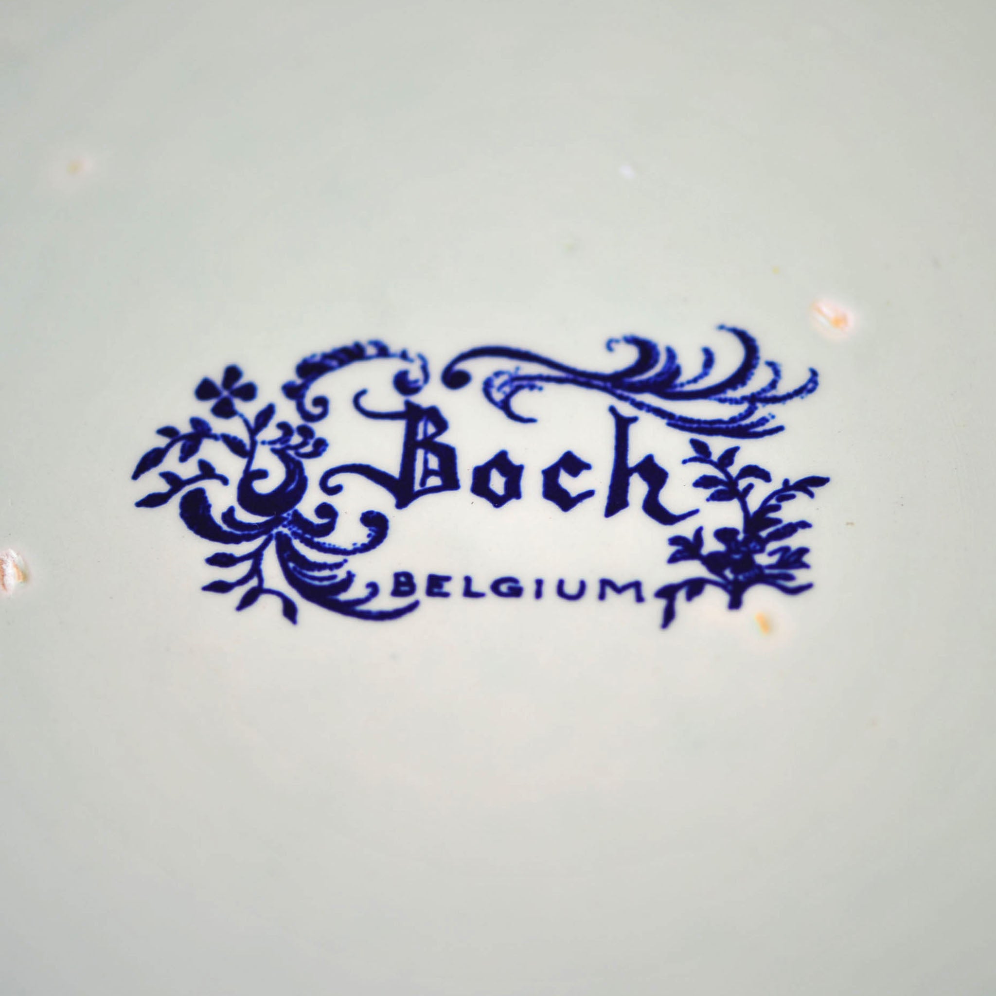 Boch Frères Belgium Large Cobalt Plate — Woman Reading by Window