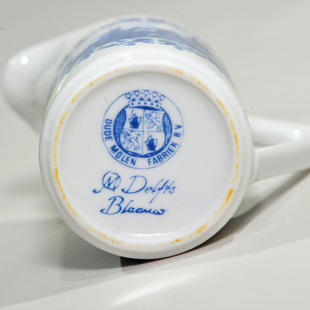 Delft Blauw Milk Jug — Oude Molen Fabriek, Windmill & Sailboat Scene, 9cm