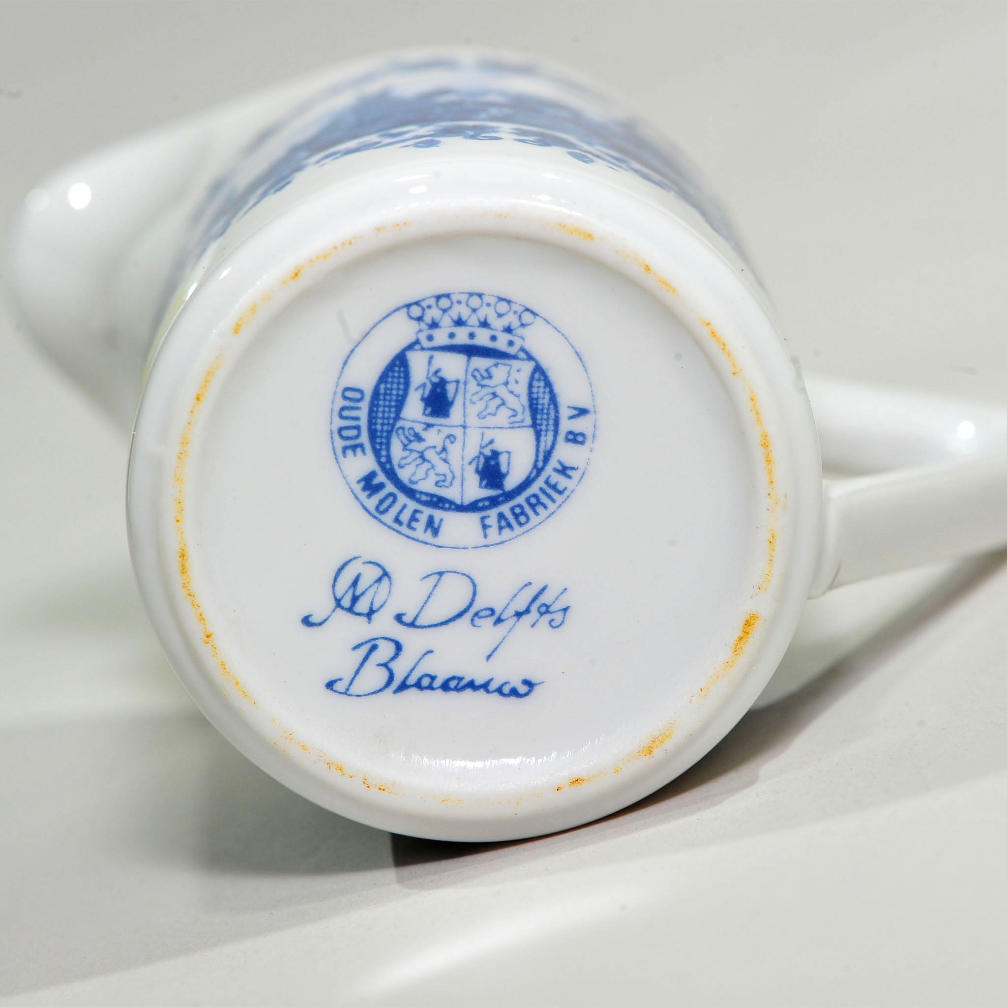Delft Blauw Milk Jug — Oude Molen Fabriek, Windmill & Sailboat Scene, 9cm