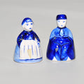 Pair of Blue & White Dutch Figurines — Man & Woman in Traditional Dress, 5.5cm