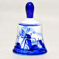 Blue & White Ceramic Bell — Hand-Painted Windmill Scene, 7cm