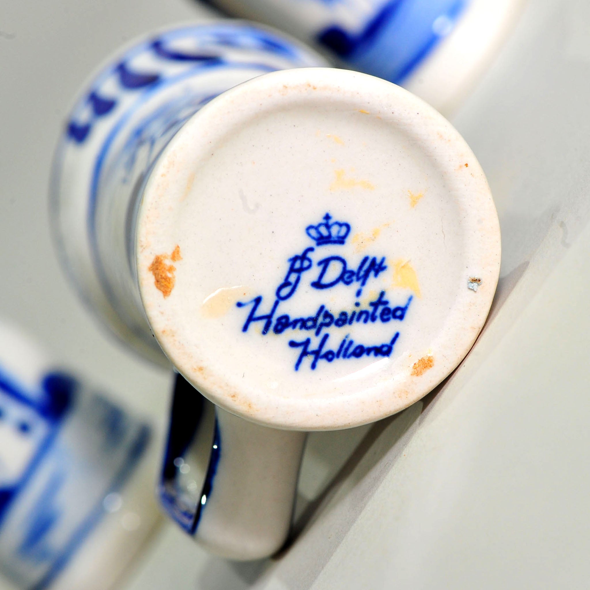 Graduated Set of 3 Blue & White Miniature Jugs — Hand-Painted Windmill Scene, Largest 9cm