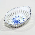 Reticulated Blue & White Basket Dish — Pierced Rim, Windmill Medallion, 18cm