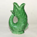 Dartmouth Pottery Green Fish Gurgle Jug — 26cm, Made in Dartmouth, Devon, Vintage