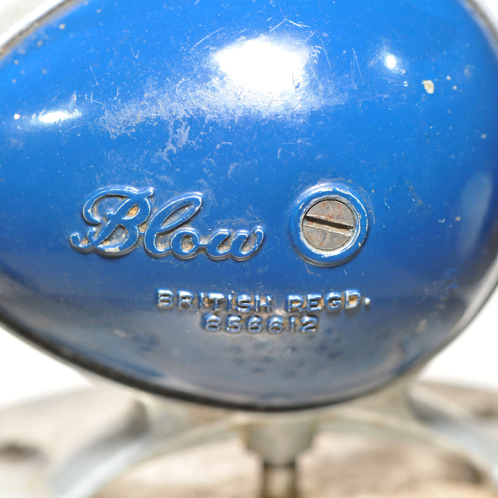 Blow Butter Churn — Vintage English Glass Jar with Blue Gear Housing & Wooden Paddles, c.1940s, 38cm